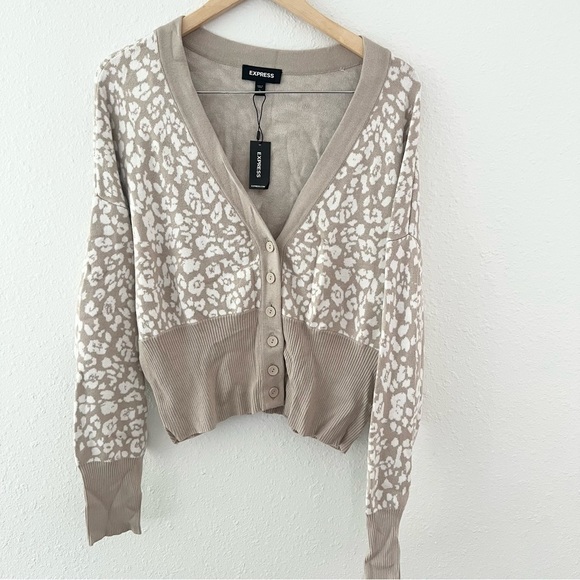 Express Sweaters - Animal Print v-neck Cardigan